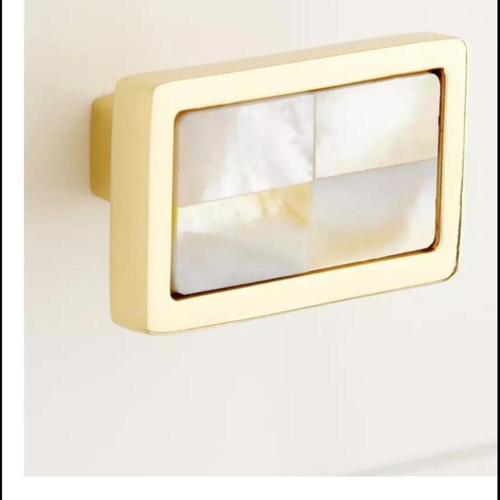 Kumano Rectangular Yellow Mother of Pearl Cabinet Knob
